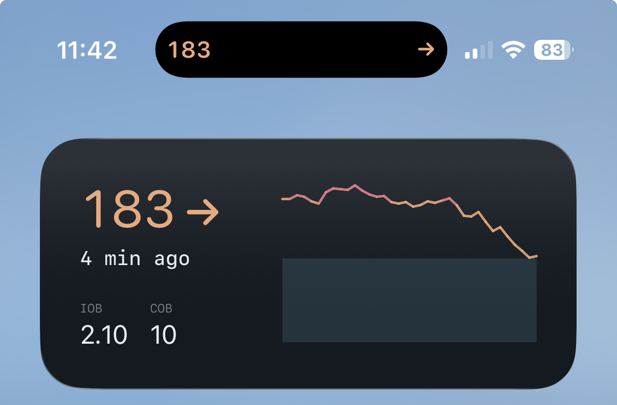 Nightscout Follow Home Screen widget in mg/dL